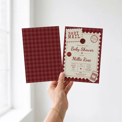 Baby Mail Baby Invitation - Red