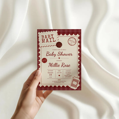 Baby Mail Baby Invitation - Red