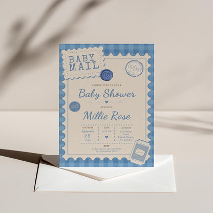 Baby Mail Baby Invitation - Blue