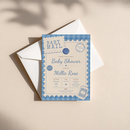 Baby Mail Baby Invitation - Blue
