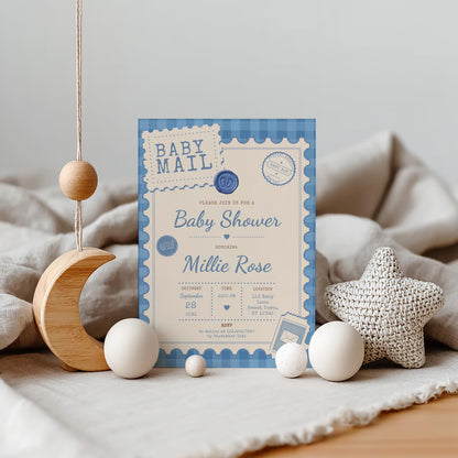 Baby Mail Baby Invitation - Blue