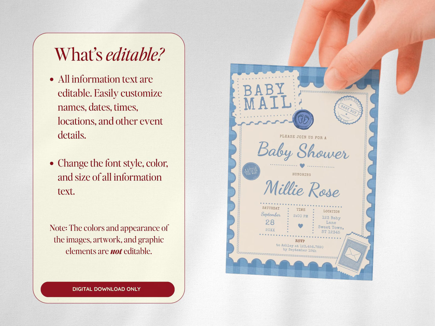 Baby Mail Baby Invitation - Blue