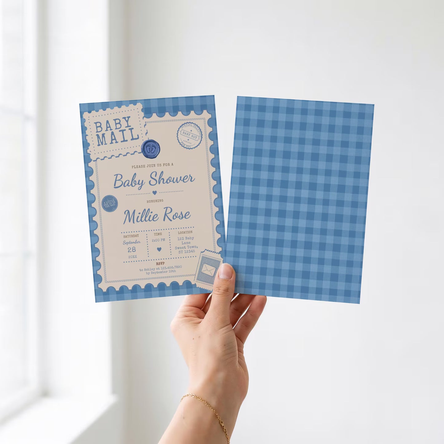 Baby Mail Baby Invitation - Blue