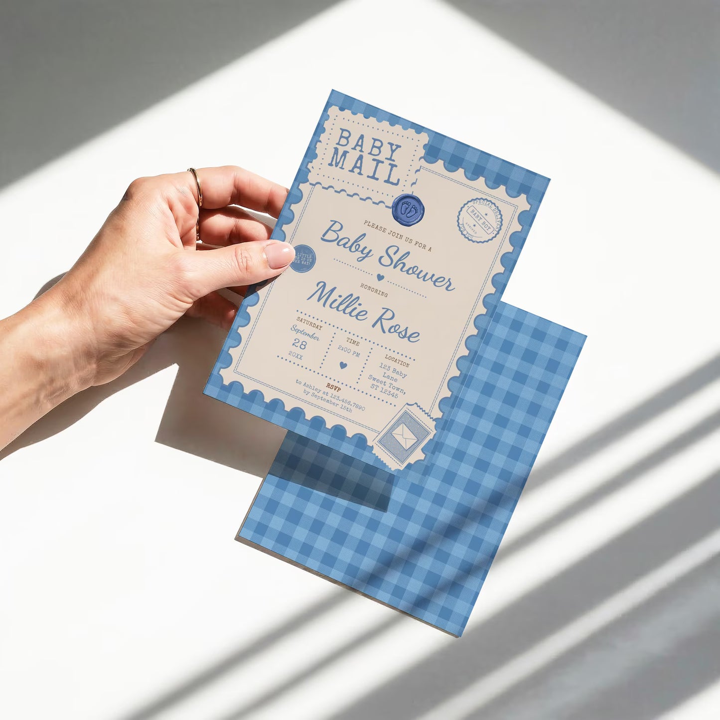 Baby Mail Baby Invitation - Blue