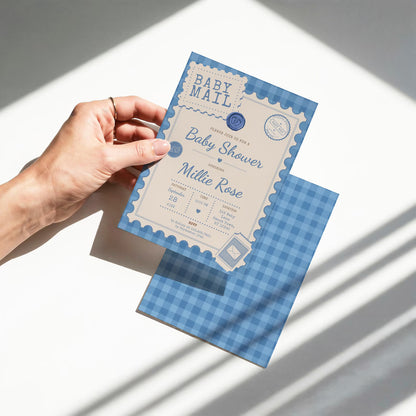 Baby Mail Baby Invitation - Blue