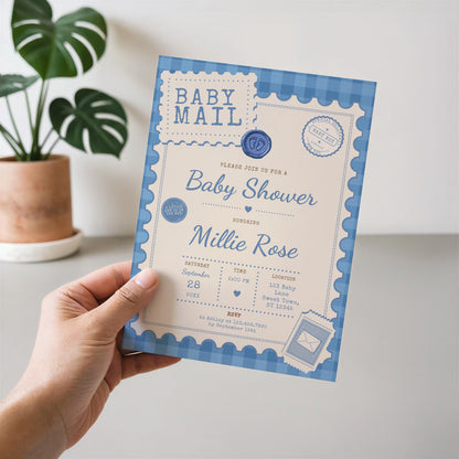 Baby Mail Baby Invitation - Blue