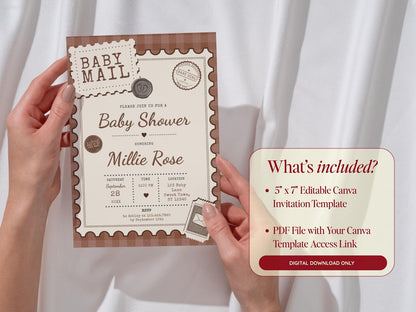 Baby Mail Baby Invitation - Brown