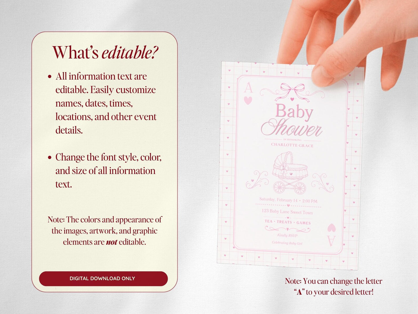 Card Deck Baby Invitation - Pink