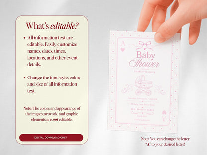 Card Deck Baby Invitation - Pink