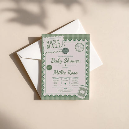 Baby Mail Baby Invitation - Green