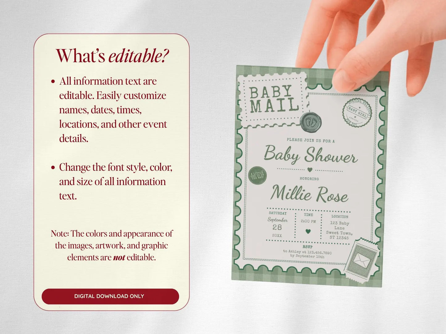 Baby Mail Baby Invitation - Green