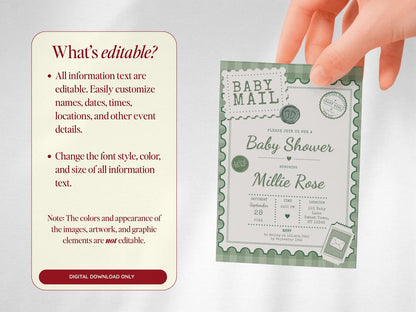 Baby Mail Baby Invitation - Green