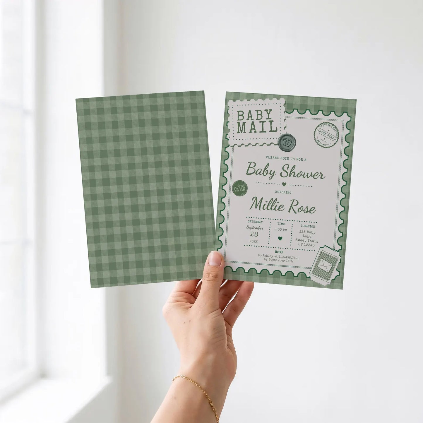 Baby Mail Baby Invitation - Green