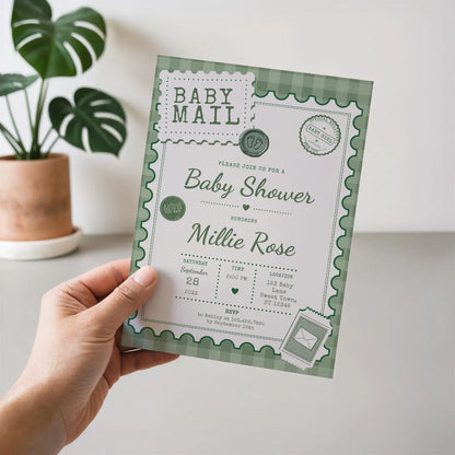 Baby Mail Baby Invitation - Green