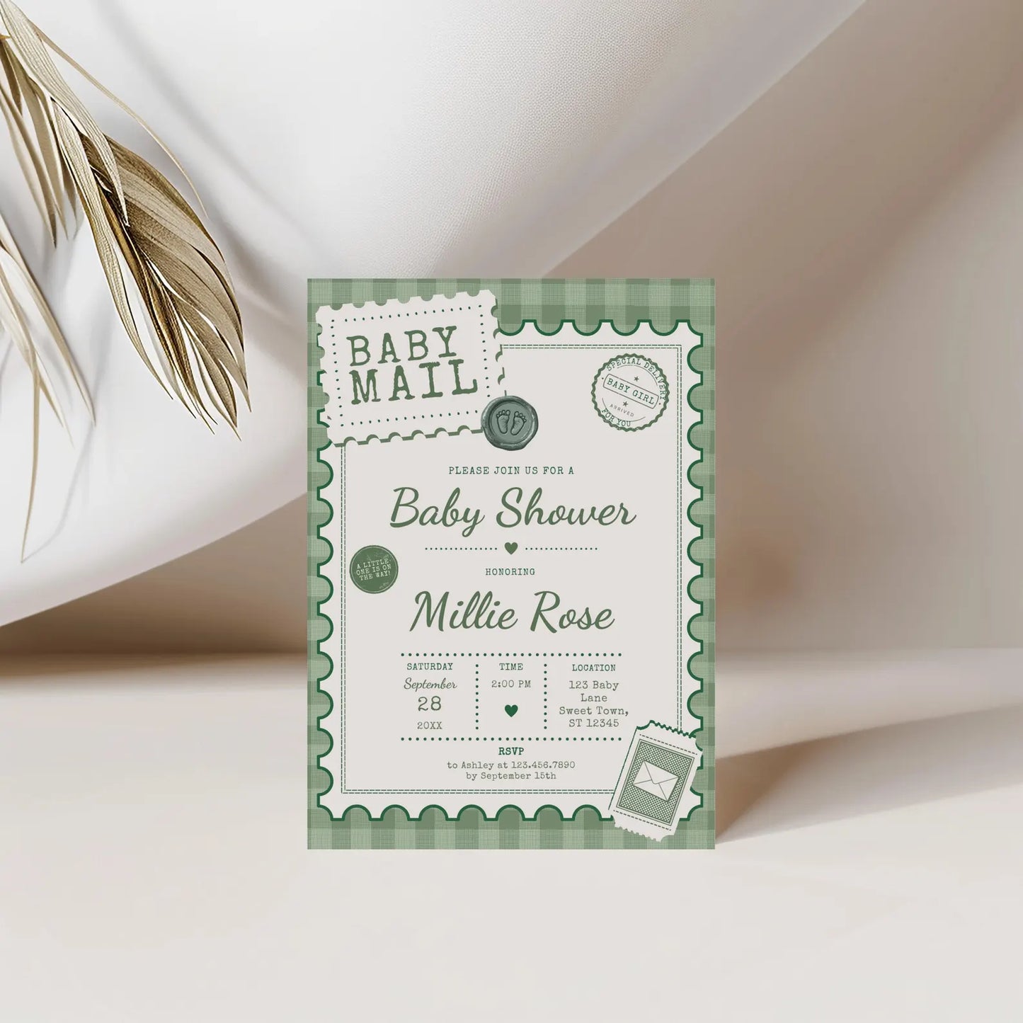 Baby Mail Baby Invitation - Green
