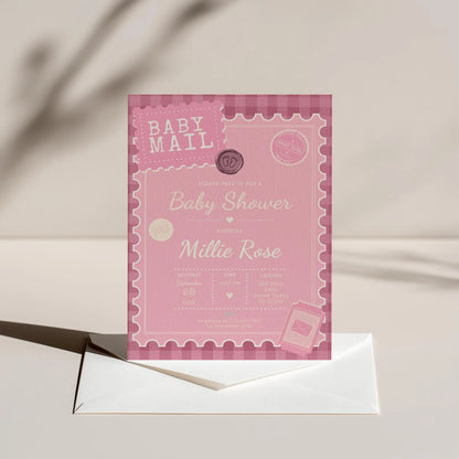 Baby Mail Baby Invitation - Pink