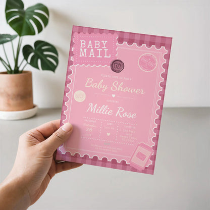 Baby Mail Baby Invitation - Pink
