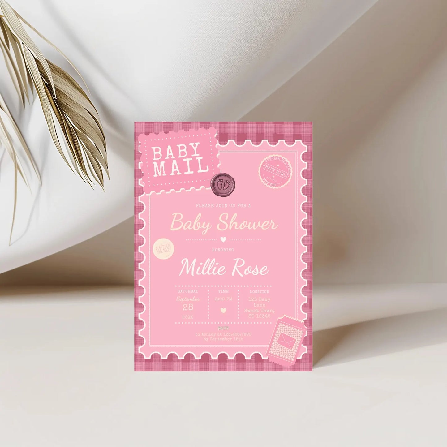 Baby Mail Baby Invitation - Pink