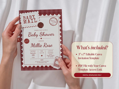 Baby Mail Baby Invitation - Red