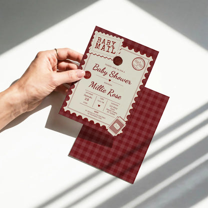 Baby Mail Baby Invitation - Red