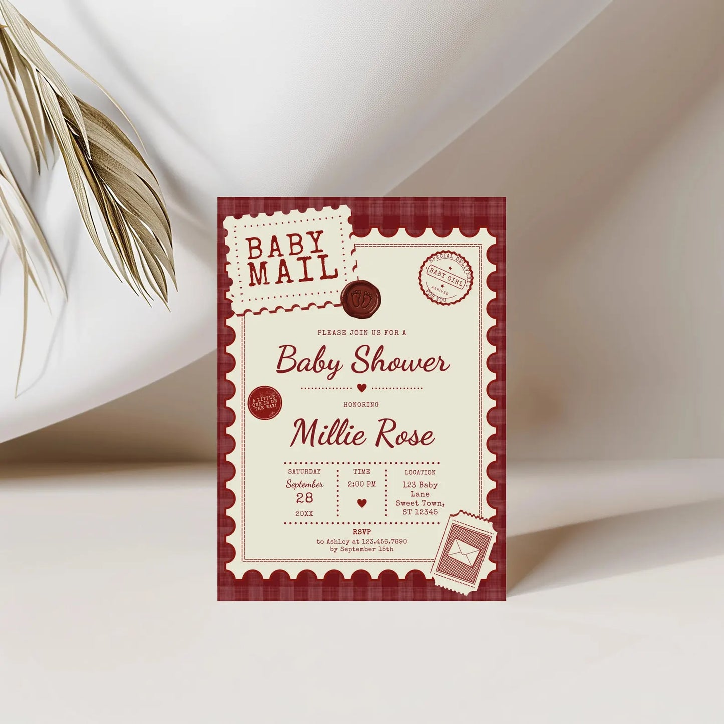 Baby Mail Baby Invitation - Red