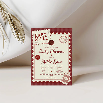 Baby Mail Baby Invitation - Red