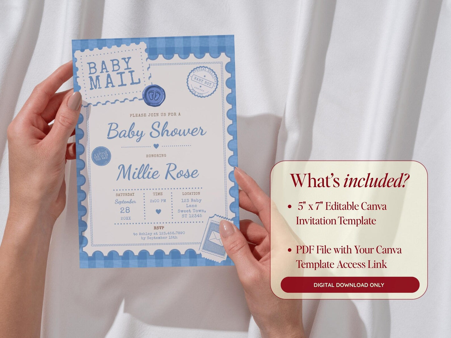 Baby Mail Baby Invitation - Blue