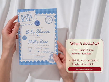 Baby Mail Baby Invitation - Blue