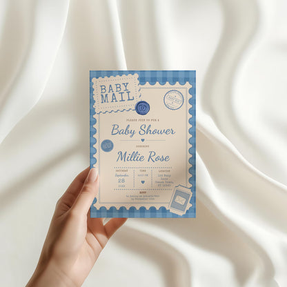 Baby Mail Baby Invitation - Blue