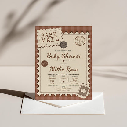 Baby Mail Baby Invitation - Brown