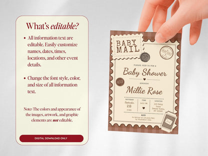 Baby Mail Baby Invitation - Brown