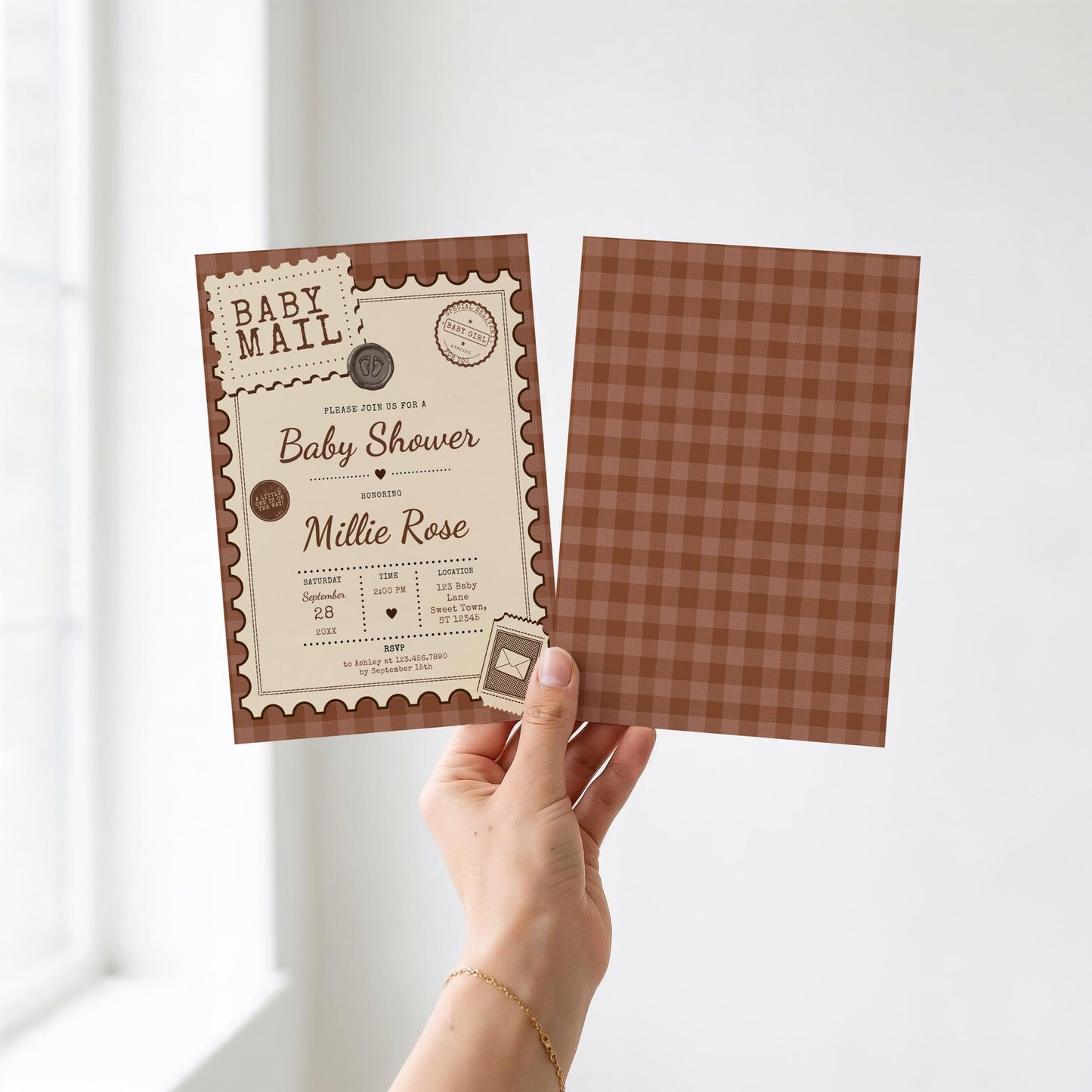 Baby Mail Baby Invitation - Brown