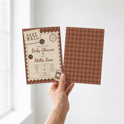 Baby Mail Baby Invitation - Brown