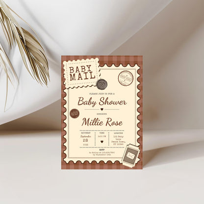 Baby Mail Baby Invitation - Brown
