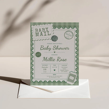 Baby Mail Baby Invitation - Green