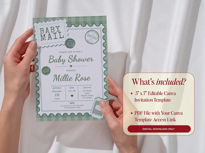 Baby Mail Baby Invitation - Green