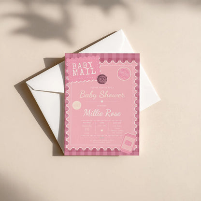 Baby Mail Baby Invitation - Pink