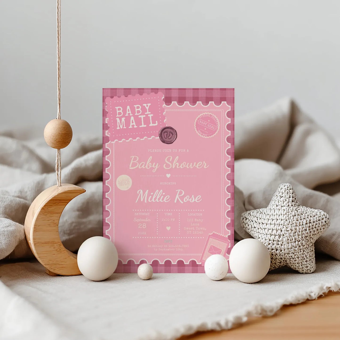 Baby Mail Baby Invitation - Pink