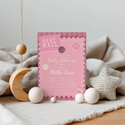 Baby Mail Baby Invitation - Pink