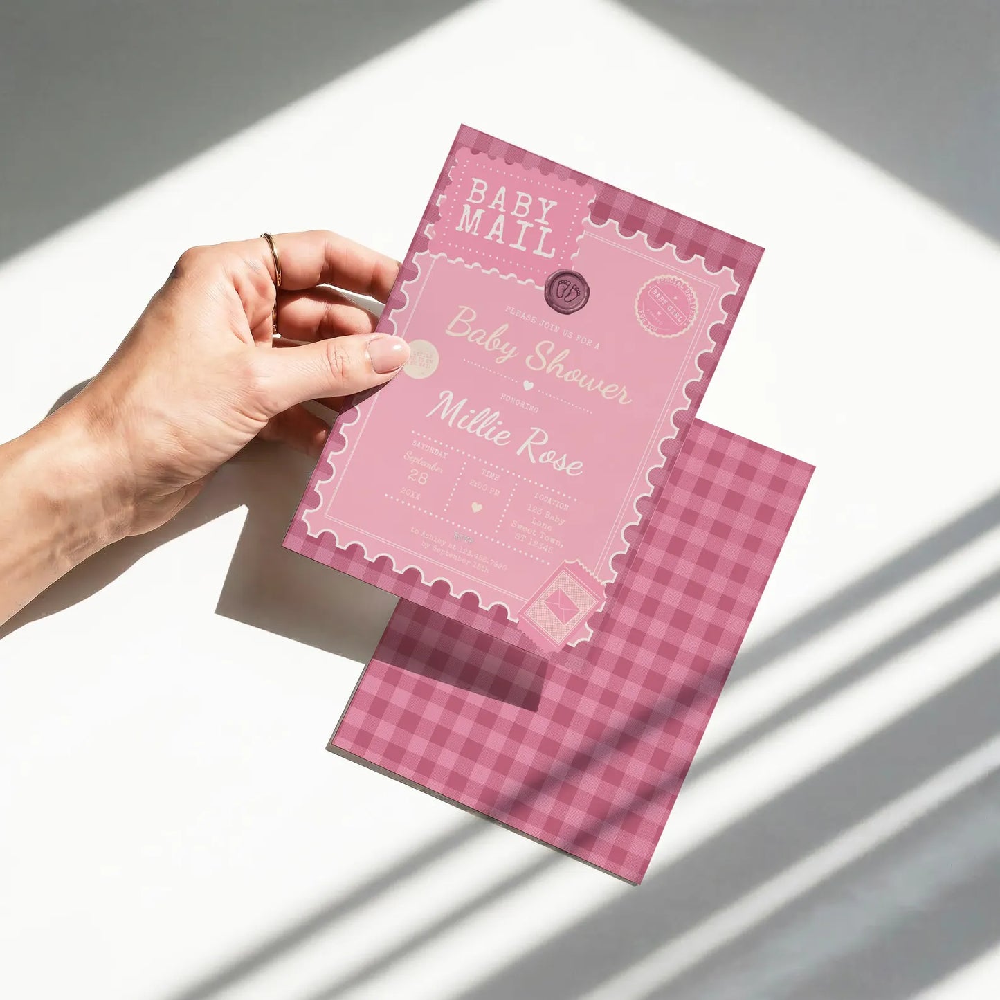 Baby Mail Baby Invitation - Pink
