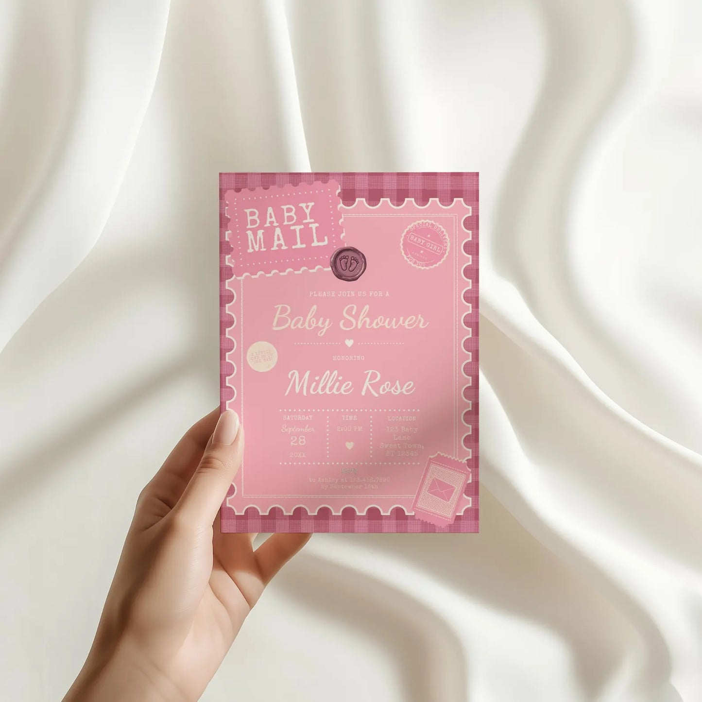 Baby Mail Baby Invitation - Pink