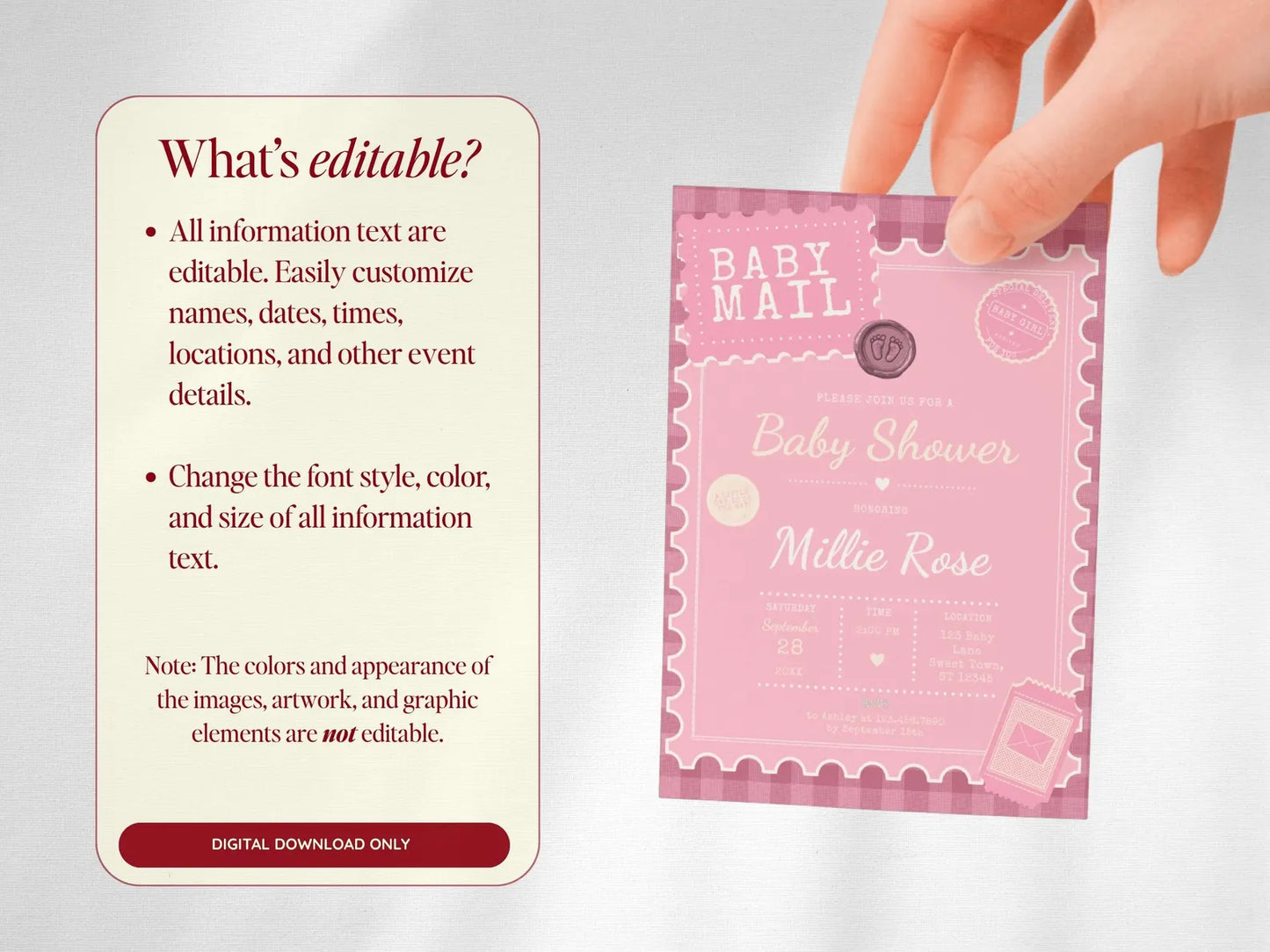 Baby Mail Baby Invitation - Pink