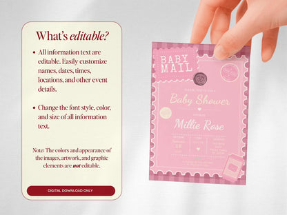 Baby Mail Baby Invitation - Pink