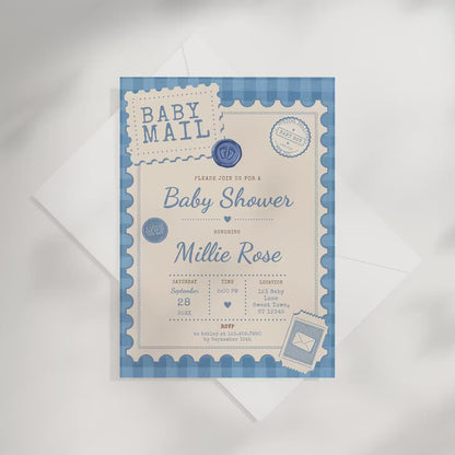 Baby Mail Baby Invitation - Blue