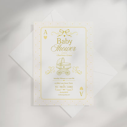 Card Deck Baby Invitation - Yellow