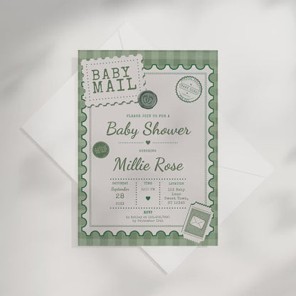 Baby Mail Baby Invitation - Green
