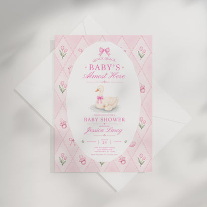 Silly Goose Baby Invitation - Pink
