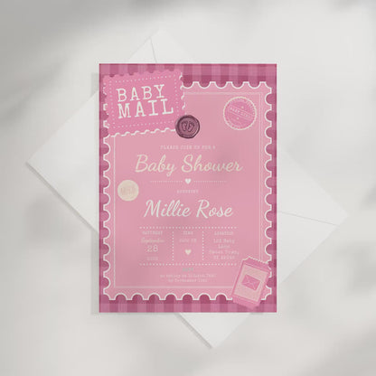 Baby Mail Baby Invitation - Pink